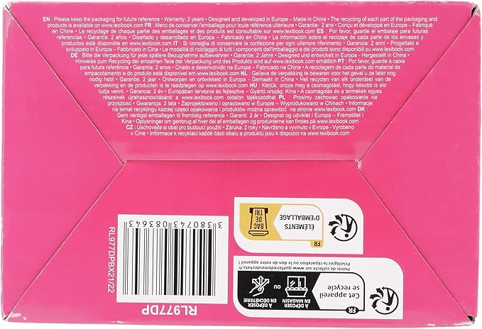 LEXIBOOK Projector Clock Disney Princess with Snooze Alarm Function, Night Light with Timer, LCD Screen, Battery Operated, Pink