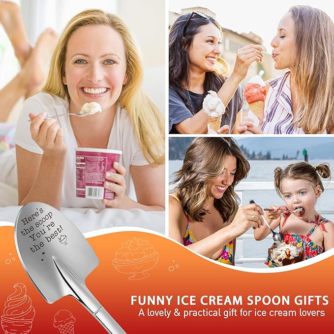 Funny Inspirational Ice Cream Shovel Spoon Easter Basket Essentials Mothers Day for Mom Grandma Sister Friends Bestie Unique Teacher Appreciation Gifts You're The Best Scoop Dad Fathers