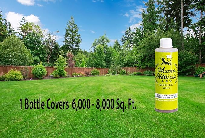 Mama Nature's Mosquito Juice - All Natural, Non-Toxic Mosquito & Tick Spray for Yard - DEET-Free Organic Outdoor Repellent for Lawn, Patio, Garden & Backyard - Safe for Kids, Pets & Plants | Single
