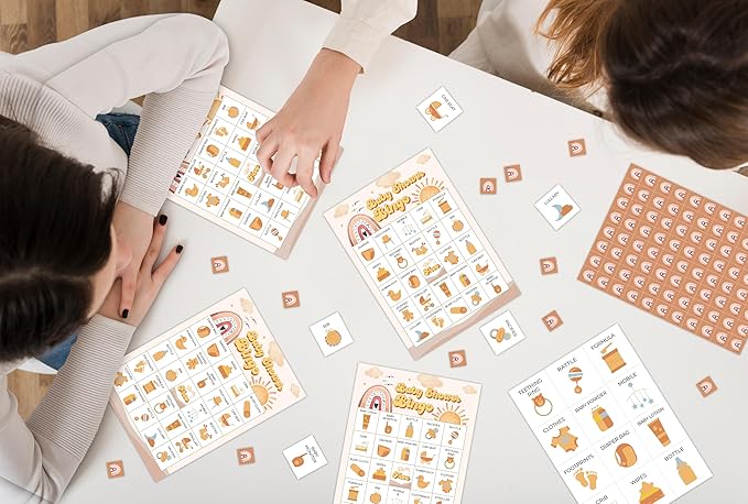Baby Shower Bingo Game For Adults, Boho Sunshine Baby Shower Party Bingo Game Set, Boho Rainbow Baby Shower Bingo Cards, Sun Gender Reveal Bingo Favors, Baby Shower Large Group Game Decor Supplies -23