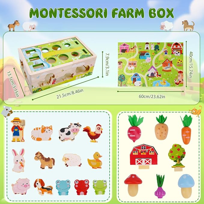 KMTJT Toddlers Montessori Wooden Toys for 1 Year Old: Baby Toys 12-18 Months | 1st One First Birthday Gifts for 1-2 Year Old Girls Boys | Educational Learning Fine Motor Skills Toy