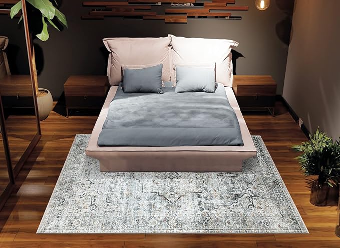 Bloom Rugs Washable Non-Slip 2x3 Rug - Ivory/Gray/Caramel Traditional Oriental Area Rug for Living Room, Bedroom, Dining Room, and Kitchen - Exact Size: 2' x 3'