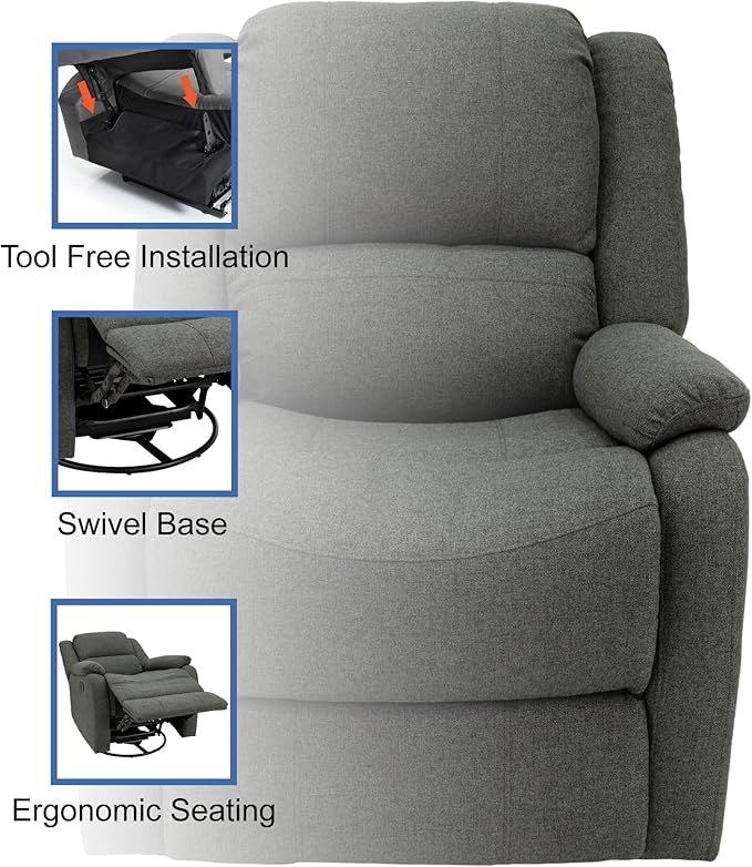 RecPro Charles Collection | 30" Swivel Glider RV Recliner | RV Living Room (Slideout) Chair | RV Furniture | Glider Chair | Oatmeal or Fossil | Cloth (2 Pack, Fossil)
