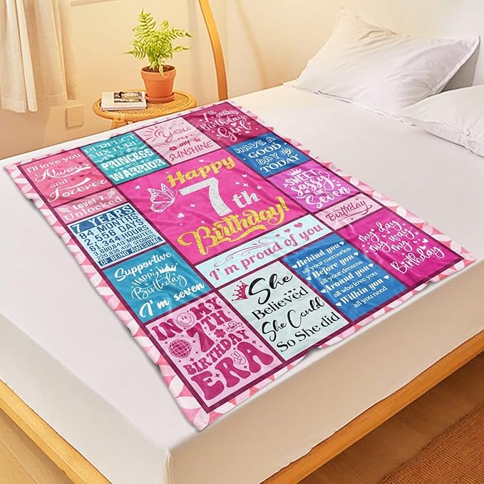 7 Year Old Girl Birthday Gifts Idea, Gifts for 7 Year Old Girls, Birthday Gifts for 7 Year Old Girls, 7th Birthday Gifts for Girls, 7th Birthday Decorations for Girls, Stuff for Girls Blanket 50"X60"