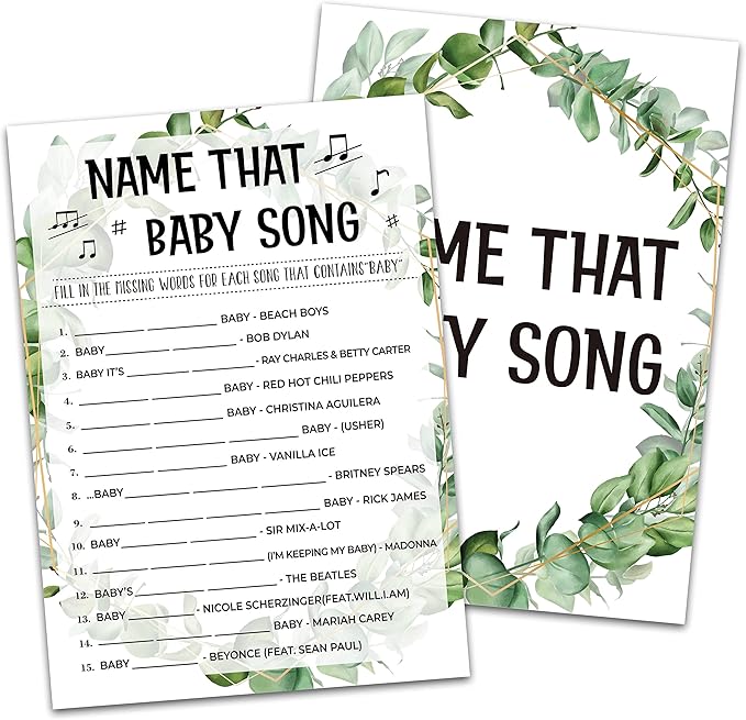 Baby Shower Game Cards - Tropical Jungle Theme Party Set for Gender Neutral Boys or Girls - 30 Cards (Green001)