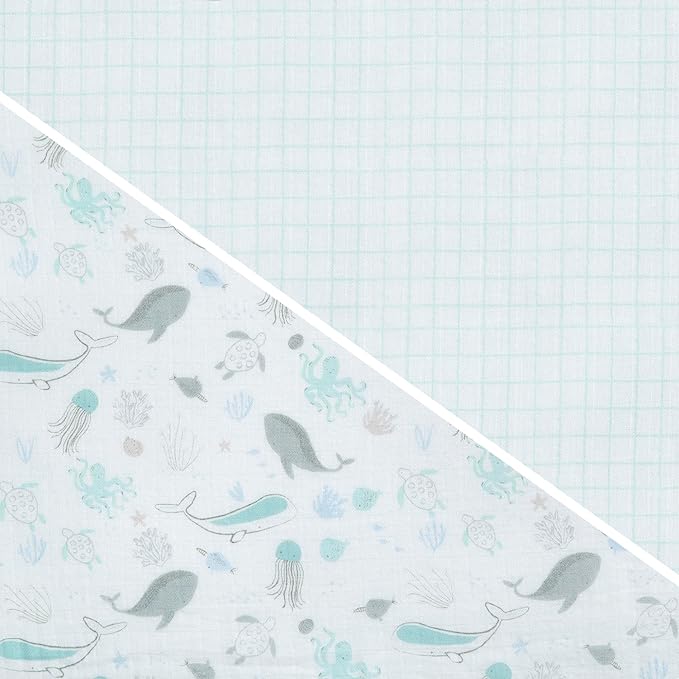 Delta Children Fitted Crib Sheets for Girls and Boys - 100% Organic Cotton Crib Sheet for Standard Crib and Toddler Mattresses - 28x52 Inch- GOTS Certified (Pack of 2), Sea Life
