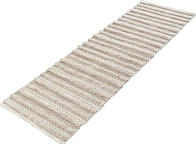 Bedding Craft Runner Rug 2x6' Washable Kitchen Rugs with Tassels Indoor Farmhouse Rugs for Bedroom Aesthetic Tufted Rug for Laundry Room Doorway Living Room_Off White Natural