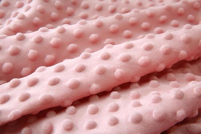 DaysU Silky Micro Soft Plush Baby Blankets for Girls with Print Floral Pattern and Soothing Raised Dots, Double Layer Bed Throws for Toddler Cot, Blossom, Pink, 50x60 Inches
