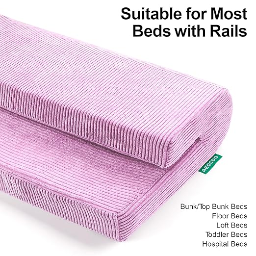 Bed Rail Bumpers Protector, Hospital Bed Rails Padding, Loft Beds and Bunk Beds Bumpers Protector, Premium Soft Memory Foam - Anti-Bump | Fall Prevention, Size 27.6 x 5.5 x 11.8 Inches, Purple