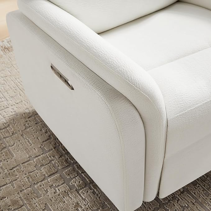 Power Recliner Chair Swivel Glider, Electric Rocking Recliner Chairs with USB and Type-C Ports, Nursery Chair Recliner for Living Room, Bedroom, Apartment(White)