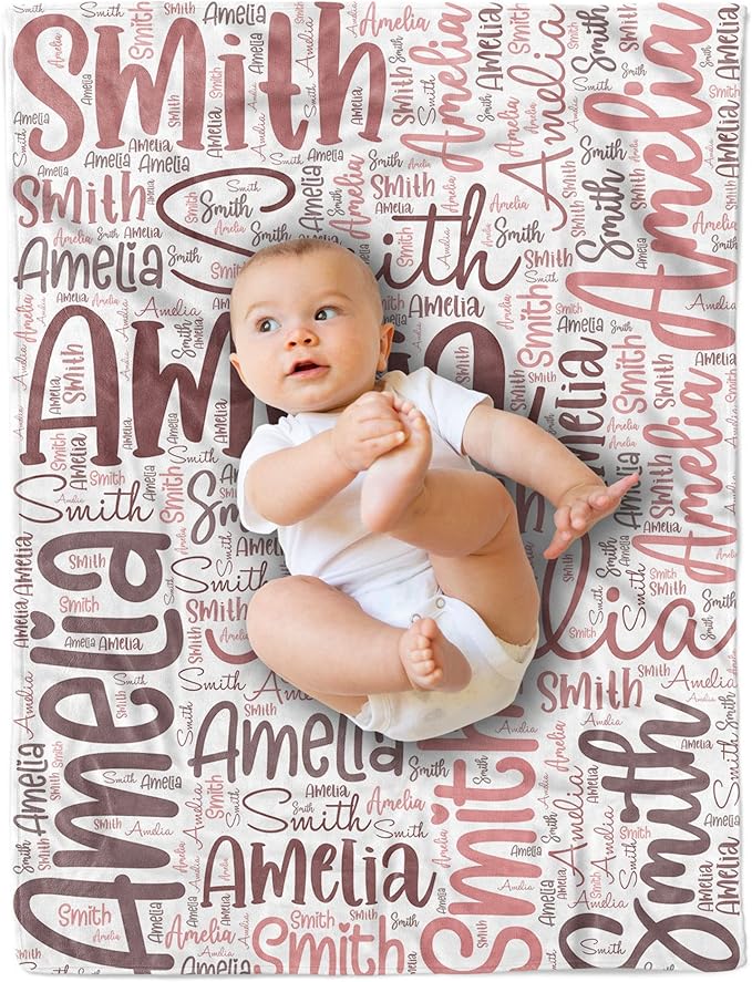 Arteaga Personalized Baby Blanket for Girls, Customized Word Art Name for Newborn, New Mom, Super Soft Plush Fleece, 30''x40'', King