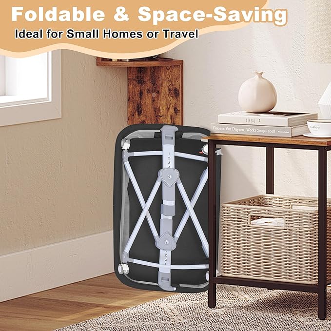Baby Bassinet,3 in 1 Bedside Bassinet for Baby with Hanging Toys, Portable Foldable Bassinets Bedside Sleeper,4-Sided Mesh Bedside Crib with Wheels and Storage Basket,6 Height Adjustable (Black)