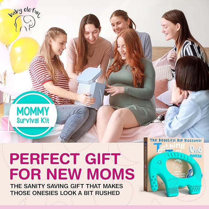 Teething Ring for Babies 0-6 Months - 5X Pain Relief Smart Teether - Zero Developmental Delay Silicone Teether - Cute Infant Chew Toy, Shower Gift