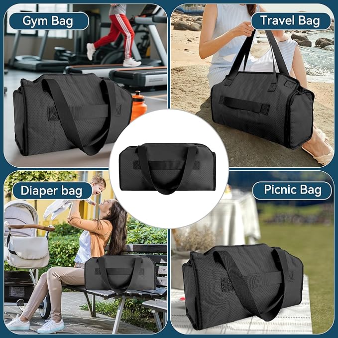 Toddler Airplane Bed & Travel Bag 2 in 1, Portable Airplane Seat Extender for Kids, Adjustable Footrest Baby Airplane Travel Essentials, Carry On Gym Weekender Bag for Mommy (Black)
