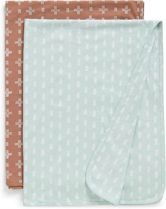 Delta Children 100% Organic Jersey Cotton Baby Receiving Blankets for Girls and Boys – 30x40 Inches - GOTS Certified (Pack of 2), Neutral Boho