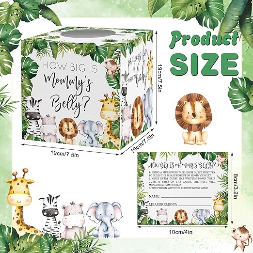 How Big is Mommys Belly Baby Game, Forest Animals Rose Prayers for the Little Baby Cards Box Tickets, Neutral Boy Girl Baby Shower Decorate Set (1 Box + 50 Cards )