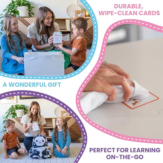 Sight Words Flash Cards Kindergarten – 220 Cards – Sight Words for Toddlers 4 Years – Dolch Sight Words Flash Cards –Pre-K Kinder 1st 2nd 3rd Grade – Sight Word Site Reading Kids Vocabulary Learning