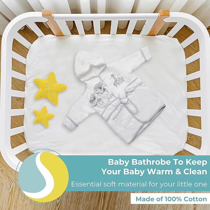 Spasilk 100% Cotton Hooded Terry Bathrobe with Booties Baby One Size Gifts — Shower