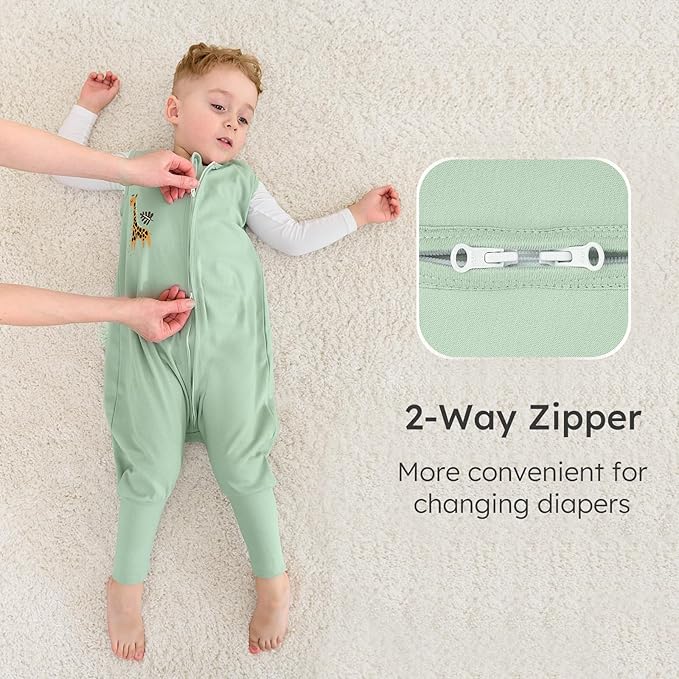 Yoofoss Toddler Sleep Sack With Feet 3-4T 100% Organic Cotton Baby Sleep Sack with Legs Toddler Wearable Blanket with 2-Way Zipper