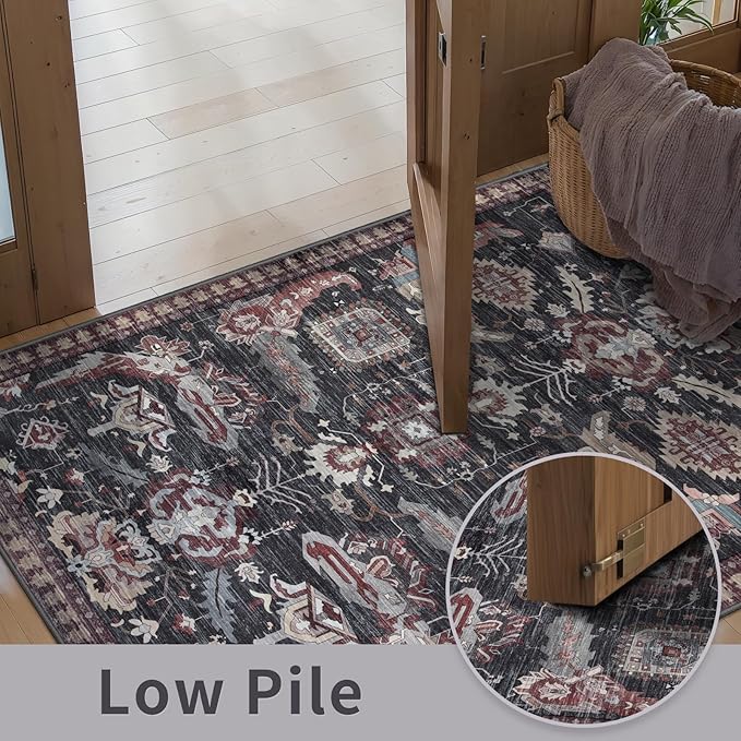 Ciicool Area Rug 5x7ft Washable Rugs for Living Room Non-Slip Indoor Rugs Large Low-Pile Mat Floor Carpet Vintage Rug for Bedroom Dinning Foyer Decor