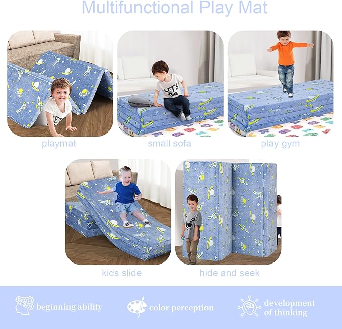 MeMoreCool Kids Floor Futon Mattress Large 6x4 FT, Thicken Foam Tatami Mattress for Children Play Area, Foldable Sleeping Pad Crawling Tatami Mat for Playroom