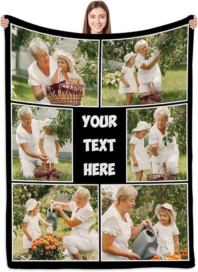 Custom Blanket with Picture - Perfect for Mom, Dad, Grandma, Grandpa, Sister, Friend or Couple