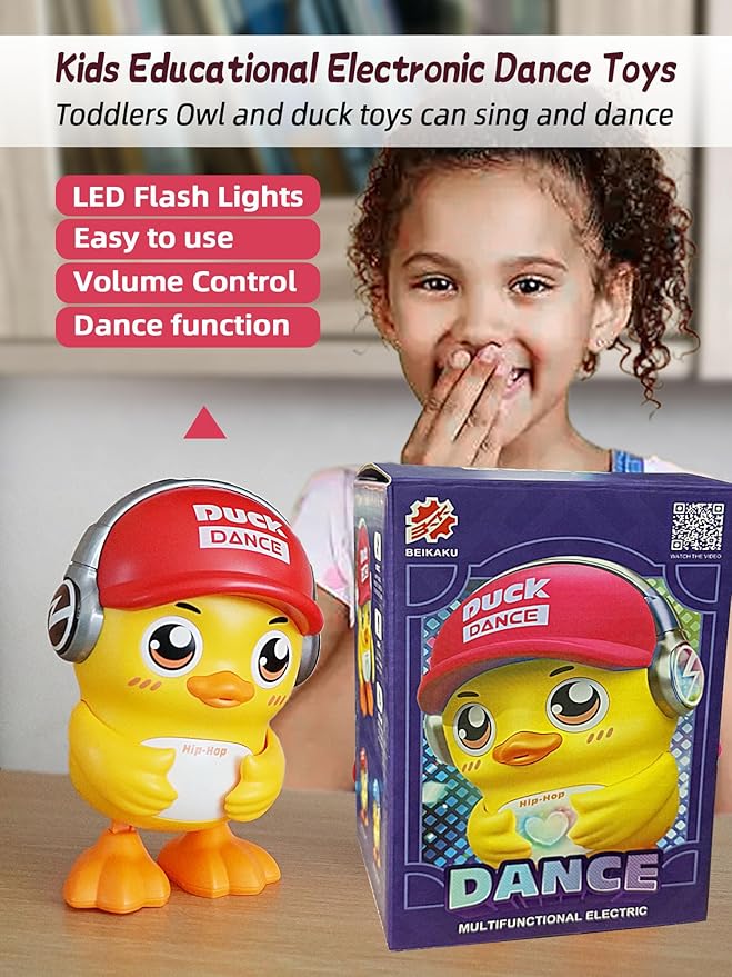 Kids Education Music Dancing Duck Toy with Lights and Music, Baby Crawling Dancing Musical Toy for Toddlers 3-12 Months, Birthday Gift for Boys and Girls Ages 1 2 3 4 Years