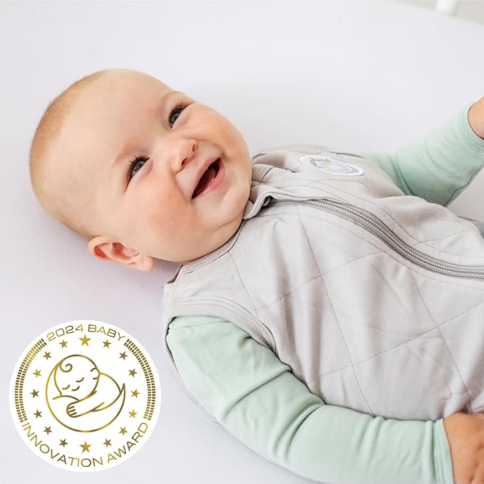 Dreamland Baby Lightweight Bamboo Viscose Sleep Sack (0-6 Months). 1.0 TOG Ultra Soft Blanket w/ 2-Way Zipper. 95% Viscose, 5% Spandex (Grey)