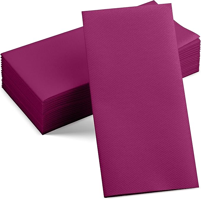 Linen-Feel Purple Paper Napkins - Decorative Cloth-Like Disposable Dinner Napkins - Soft And Absorbent. For Kitchen, Party, Wedding, Bathroom Or Any Occasion. (Pack of 100)