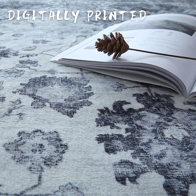 Door Mat Indoor Entrance 2x3 Rug Machine Washable Small Area Rug Non-Slip Low Pile Throw Rugs for Entryway, Kitchen, Front Door Indoor Entrance, Entry, Kids Room (Grey and White)