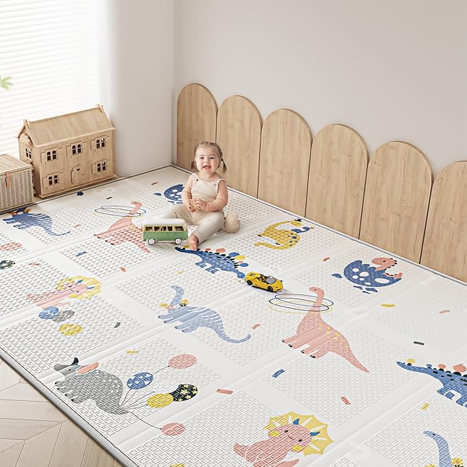 Baby Play Mat Foldable Baby Floor Play Mat 0.6" Thick Soft Foam Playmat for Babies Reversible Waterproof Padded Baby Girl Play Mat Portable Baby Crawling Mat for Indoor Outdoor(70"*78"*0.6")