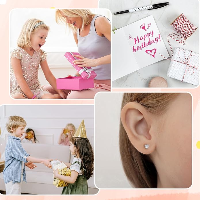 6 Pairs Huggie Hoop Earrings 925 Sterling Silver Stud Sets Cute Heart Hoops Tiny Cubic Zirconia Flower Stud Small Hypoallergenic Cartilage Sleeper Earrings