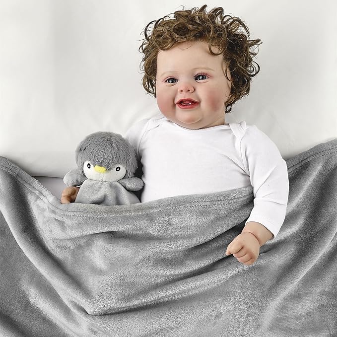 CREVENT Cozy Plush Baby Security Blanket, Loveys for Baby Girls and Boys, Birthday (Penguin)