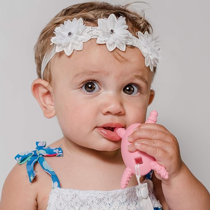 The Teething Egg Bundle - Baby Development Toys, Teether for 3, 4, 6, 12 Up to 18 Months Old Boy or Girl, Sensory Toys, A Baby Registry Must Have, Pink