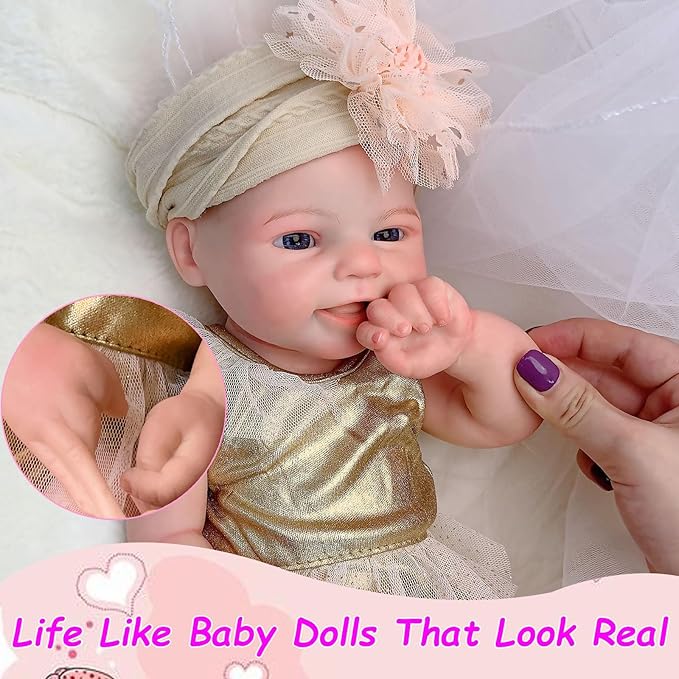 Reborn Baby Dolls 16Inch Full Body Solid Silicone Baby Girl Dolls Realistic Handmade Newborn Baby Dolls Anatomically Correct
