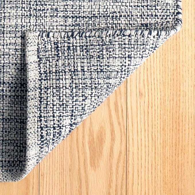 Dash and Albert Marled Cotton Area Rug - 2' x 3' Indigo Solid Handwoven Accent Rug - Durable, Lightweight, High Traffic Areas Hallway, Bedroom, Living Room