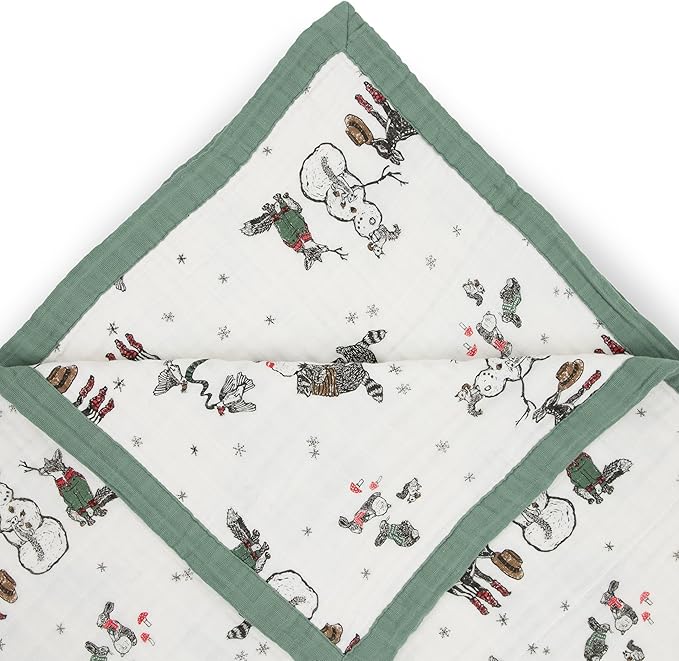 Little Unicorn Premium Quilted Throw | Super Soft, Multi-Layered Muslin XL Blanket| Great for Kids & Families (Snow Day)