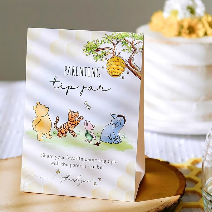 Kate Aspen Honey Bear Parenting Tip Jar For Baby Shower Game & Activity, Advice Cards & Bee Hive Shaped Jar with Lid, Nursery and Baby Shower Decoration