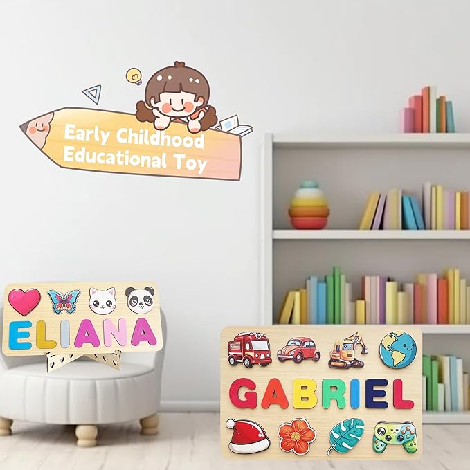 Custom Name Puzzle for Toddlers 1-3,Montessori Toys,1st Birthday Gifts for Toddlers Boys Girls, Personalized Name Puzzle for Kids,Toys for Ages 1-2