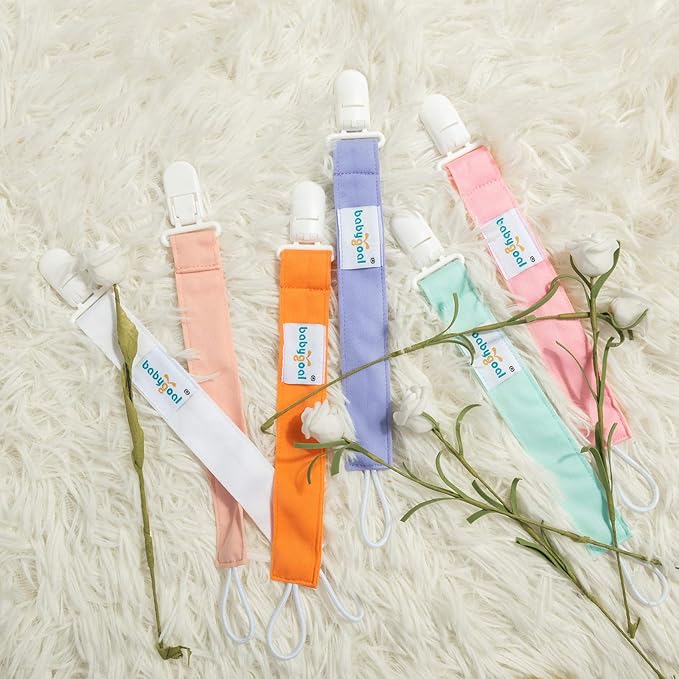 Babygoal Pure Color Pacifier Clips, 6 Pack Binky Paci Holder Clips and Leash for Boys and Girls Fits for Most Pacifier, Binkie Styles & Baby Teethers & Toys and Gift 6PS23
