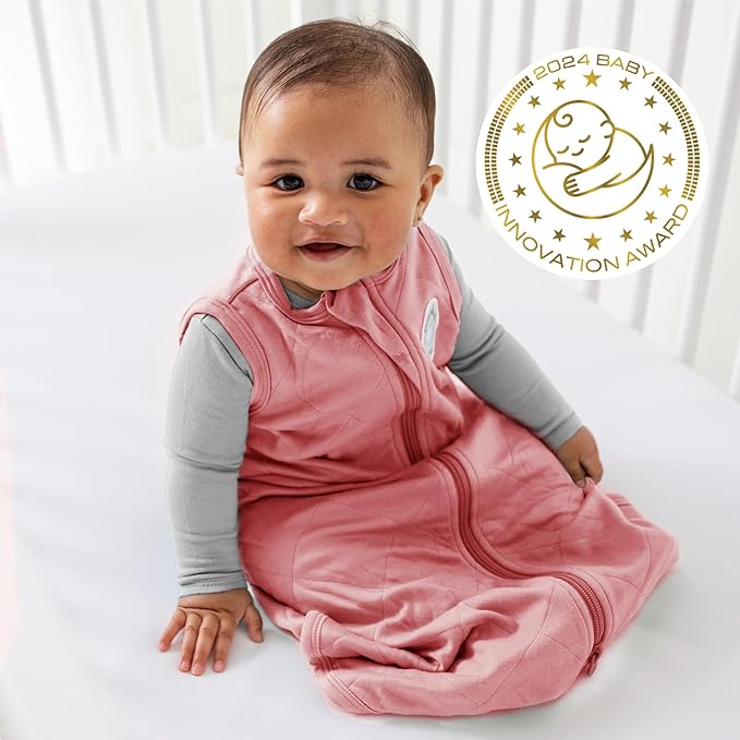 Dreamland Baby Lightweight Bamboo Viscose Sleep Sack (6-12 Months). 1.0 TOG Ultra Soft Blanket w/ 2-Way Zipper. 95% Viscose, 5% Spandex (Rose)