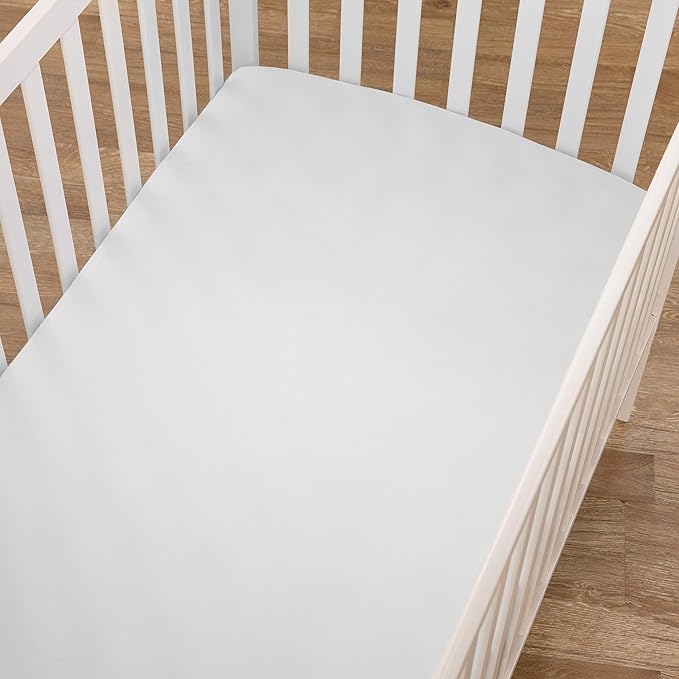 American Baby Company 3 Pack 100% Natural Cotton Fitted Crib Sheets 52" x 28" - Soft, Breathable, Hypoallergenic & Gentle Toddler Bed Sheets, White, Neutral for Boys & Girls