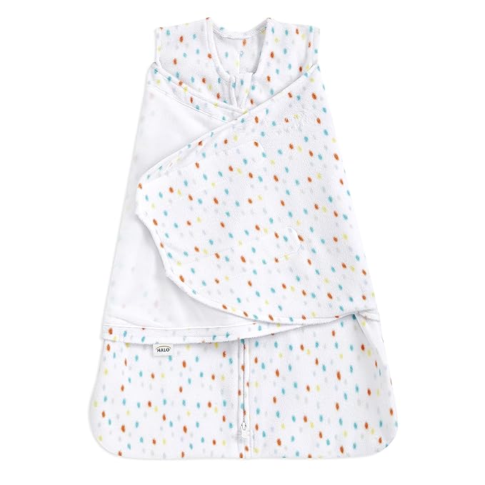 HALO Micro-Fleece Sleepsack Swaddle, 3-Way Adjustable Wearable Blanket, TOG 3.0, Confetti, Small, 3-6 Months