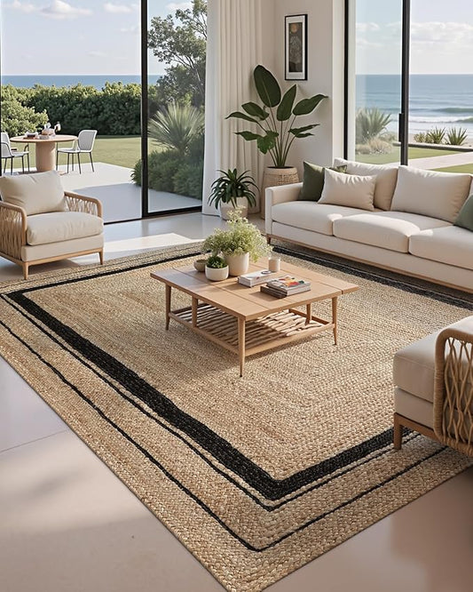 LUMI Jute Area Rug 6x9 for Living Room, Natural Handwoven Rugs Non Slip, Farmhouse Braided Carpets No Shedding for High Traffic, Dining Room, Indoor, Outdoor, Patio
