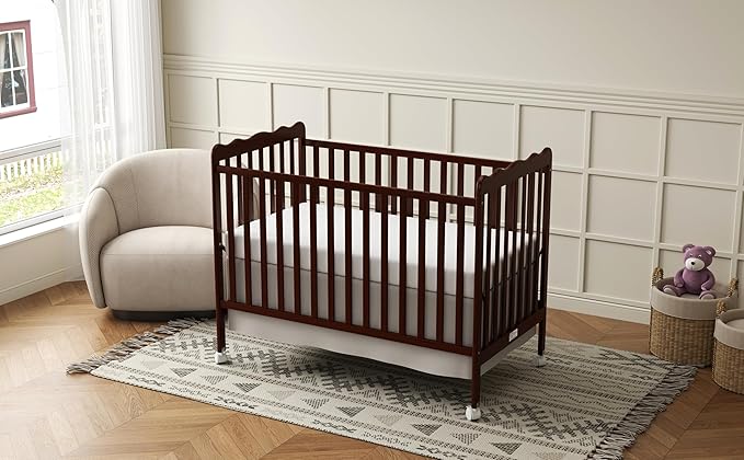 4 in 1 Convertible Baby Crib, Wooden Nursery Cribs Converts into Toddler Bed and Daybed, 3 Adjustable Base, Non-Toxic Finishes, Removable Wheels (Espresso)