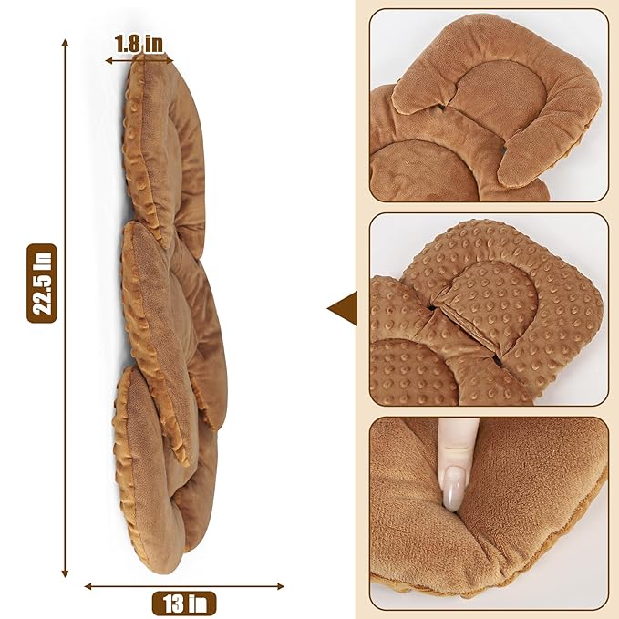 GFU Infant Car Seat Insert Head and Body Support, Reversible Newborn Insert for Carseat with Strap Pads, Soft Stroller Cushion Pillow Insert for Boys and Girls, Fits for Stroller, Swing, Brown