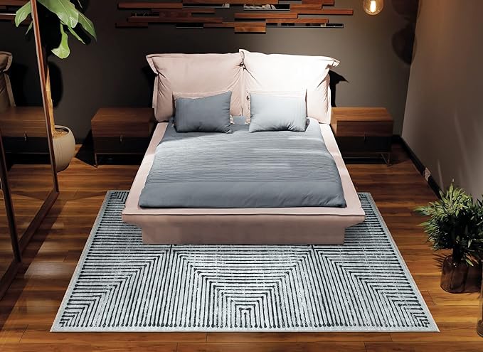 Bloom Rugs Washable Non-Slip 2x3 Rug - Ivory/Black Striped Area Rug for Living Room, Bedroom, Dining Room, and Kitchen - Exact Size: 2' x 3'