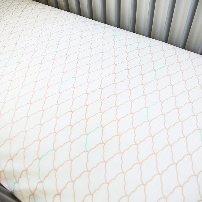Newton Baby Organic Fitted Crib Sheets (2-Pack) - Ultra Breathable and Soft, 100% Organic Muslin Cotton, Dreamweaver Print in Blush Coral + Solid White, Fits All Standard Cribs