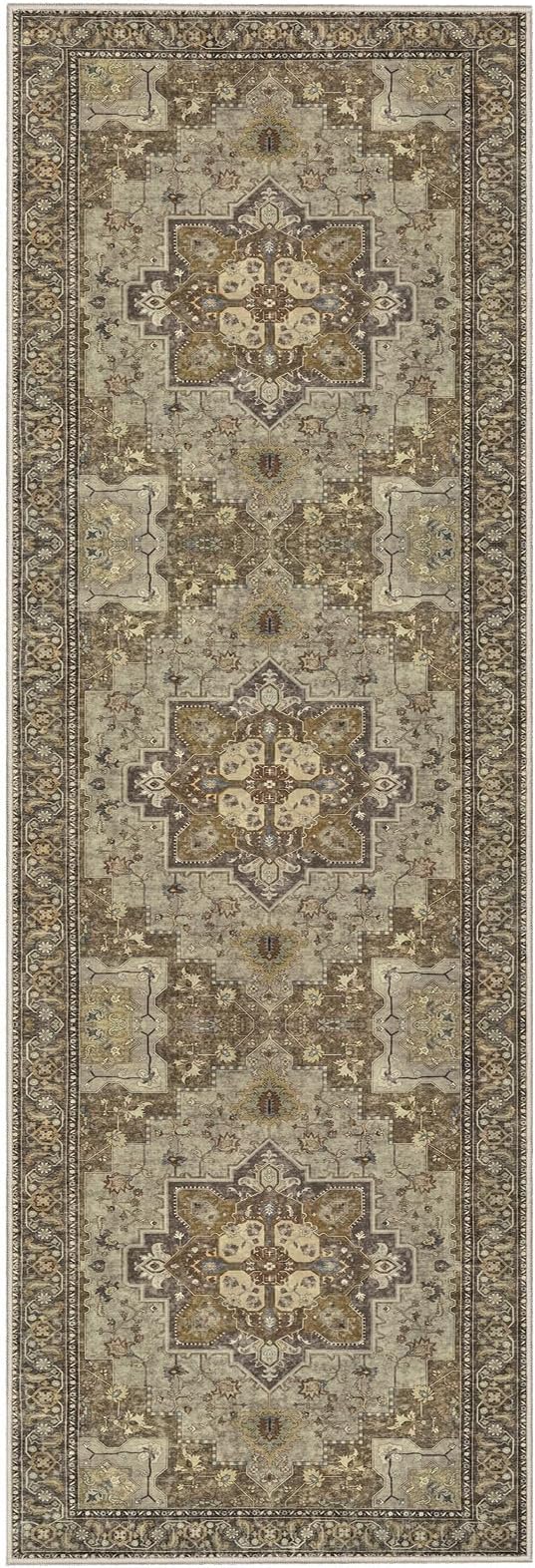 Ciicool Washable Runners Area Rug for Hallways, Ultra Soft 2'6 "x8' ft Boho Print Non-Slip Vintage Oriental Medallion Long Carpet for Kitchen Bedroom Laundry Bathroom