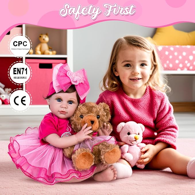 Aori Lifelike Reborn Baby Doll Girl - 22-inch Realistic Newborn Baby Girl Dolls, Gift Set for Kids 3+, Grand-Parents, Pre-Parents